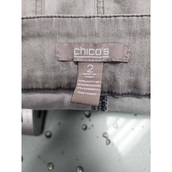Chico's Perfect Stretch Jeans Pull On tapered Leg Ankle Gray Medium Rise 12 - Picture 5 of 5